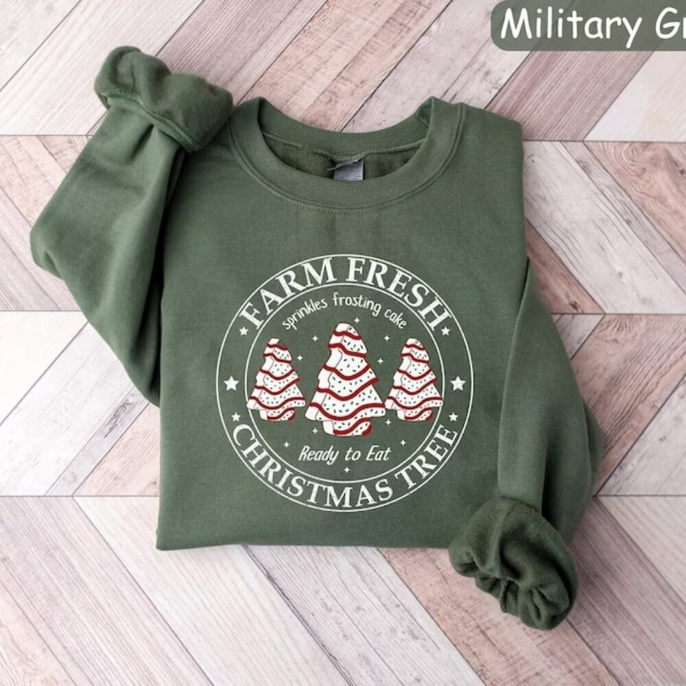 Farm Fresh Christmas Tree Sweatshirt Christmas Tree Cake Sweatshirt 24